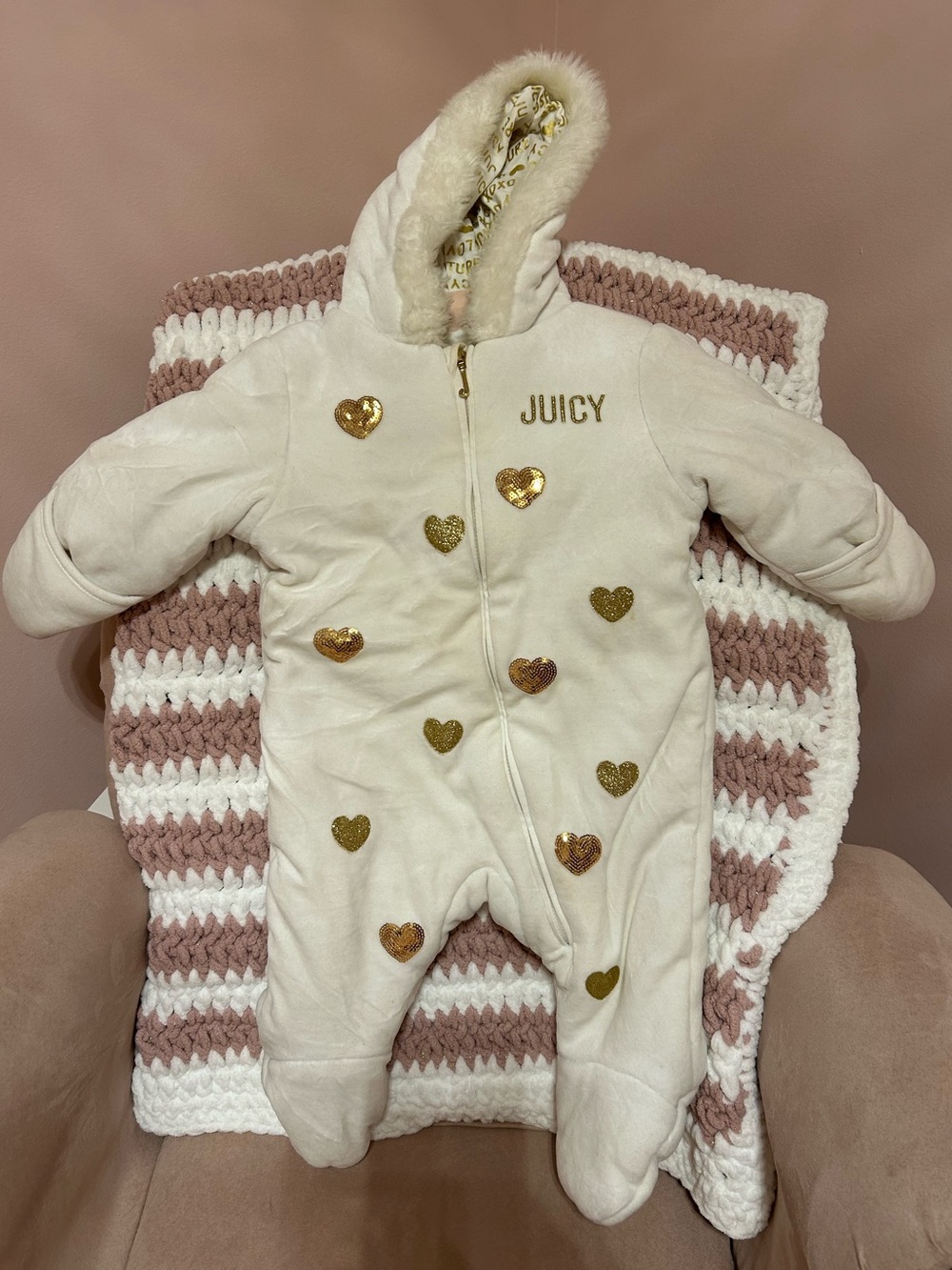 Juicy Couture Baby Bunting Suit size 6-9m
